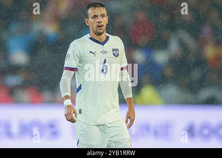 Cordoba, Spagna. 15 ottobre 2024. Nemanja Maksimovic di Serbia durante la partita di UEFA Nations League tra Spagna e Serbia giocata allo stadio Nuevo Arcangel il 15 ottobre 2024 a Cordoba, Spagna. (Foto di Antonio Pozo/PRESSINPHOTO) credito: PRESSINPHOTO SPORTS AGENCY/Alamy Live News Foto Stock