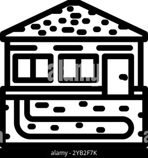 illustrazione del vettore dell'icona della linea di energia geotermica di riscaldamento Illustrazione Vettoriale