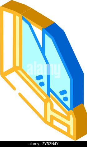 illustrazione vettoriale dell'icona isometrica di risparmio energetico delle finestre a doppio riquadro Illustrazione Vettoriale