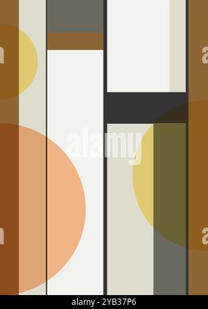 Poster astratto moderno e semplice con forme geometriche. Decorazioni in stile moderno e stampabile della metà del secolo Illustrazione Vettoriale