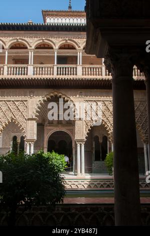 Cortile delle Maidens. Real Alcázar de Seville. Spagna Foto Stock