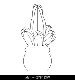 Cactus in stile doodle. Illustrazione vettoriale isolata su sfondo bianco. Illustrazione Vettoriale
