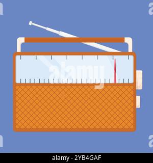 Icona classica del vettore radio portatile. Illustrazione della classica radio FM vintage Illustrazione Vettoriale