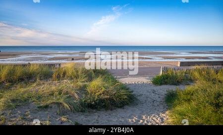 Vista panoramica della spiaggia di Cabourg. Foto Stock