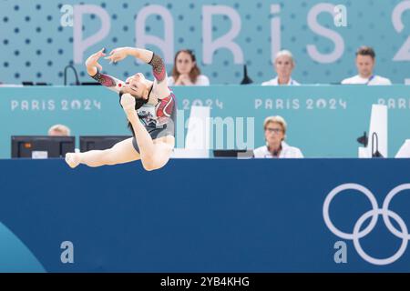 1 agosto 2024: Il giapponese Rina Kishi si esibisce nella ginnastica artistica femminile all-around durante i Giochi Olimpici di Parigi 2024 a Parigi, in Francia. Daniel Lea/CSM Foto Stock