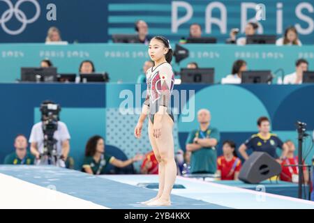 1 agosto 2024: Il giapponese Rina Kishi si esibisce nella ginnastica artistica femminile all-around durante i Giochi Olimpici di Parigi 2024 a Parigi, in Francia. Daniel Lea/CSM Foto Stock