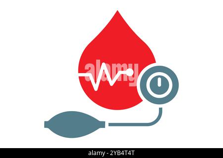 Icona della pressione sanguigna. stile icona a tinta unita. icona relativa al settore medico. illustrazione vettoriale degli elementi sanitari Illustrazione Vettoriale