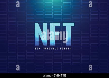 Sfondo del concetto di token non-fungibile NFT digitale Illustrazione Vettoriale