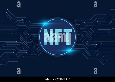 Design di sfondo token non fungibile NFT digitale Illustrazione Vettoriale