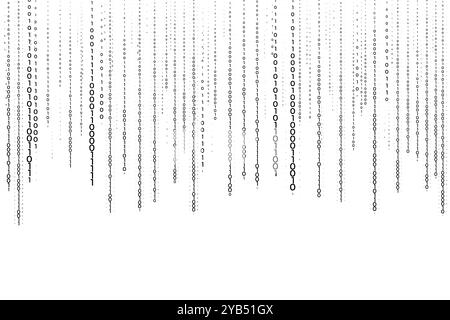 numeri di codice binari digitali cadenti su sfondo bianco Illustrazione Vettoriale