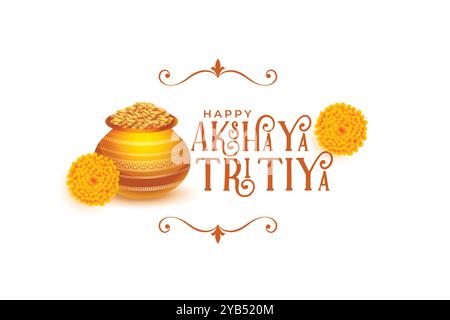 felice akshaya tritiya sfondo con kalash e monete d'oro Illustrazione Vettoriale