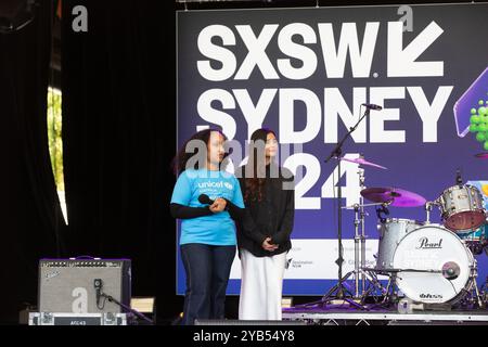 Sydney, Australia. 17 ottobre 2024. SXSW Sydney. Nella foto: Palco nel Tumbalong Park. Crediti: Richard Milnes/Alamy Live News Foto Stock