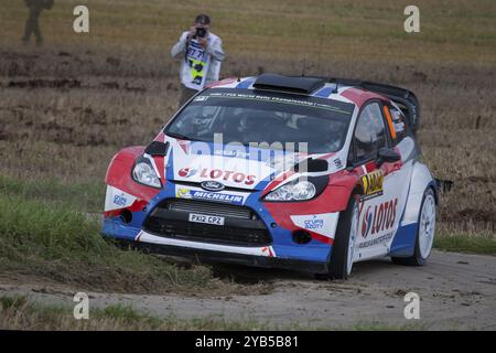 Treviri, Germania, 23 agosto 2014, l'ex pilota di Formula 1 Robert Kubica si ritirò a causa di un problema di trasmissione da parte della Rallye Deutschland, ma prese comunque la S. Foto Stock