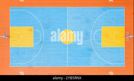 Campo da pallacanestro, partita. Vista dall'alto dell'antenna. Vista dall'alto del campo da pallacanestro Foto Stock