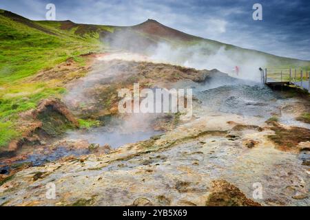 Area geotermica di Hveradalir situata sui monti Kerlingarfjöll, Islanda Foto Stock