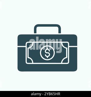 Immagine vettoriale dell'icona del denaro della valigetta. Illustrazione Vettoriale