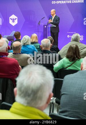 Evento di modifica della parte cooperativa. Jonathan Reynolds deputato, Segretario di Stato per le imprese e il commercio, interviene all'evento di un giorno a Manchester. Foto Stock