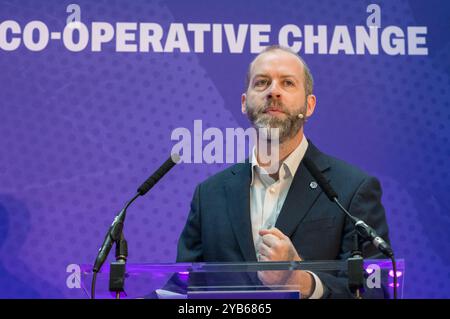 Evento di modifica della parte cooperativa. Jonathan Reynolds deputato, Segretario di Stato per le imprese e il commercio, interviene all'evento di un giorno a Manchester. Foto Stock