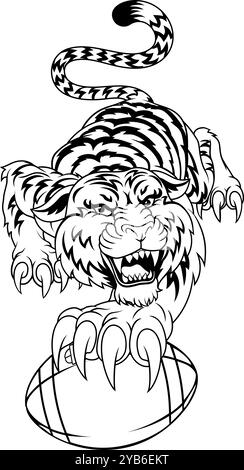 Tiger American Football Sports Team Animal Mascot Illustrazione Vettoriale