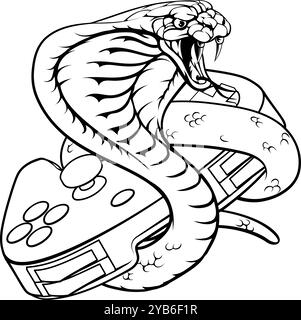 Cobra Snake Gamer Video gioco Animal Team Mascot Illustrazione Vettoriale