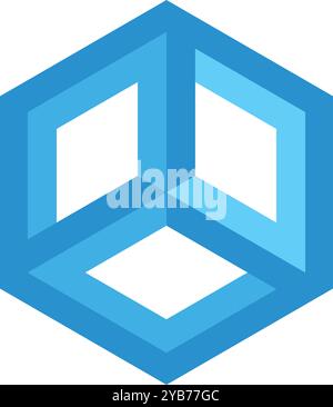 Logo Infinite Cube. Simbolo di colore dell'illusione ottica Illustrazione Vettoriale