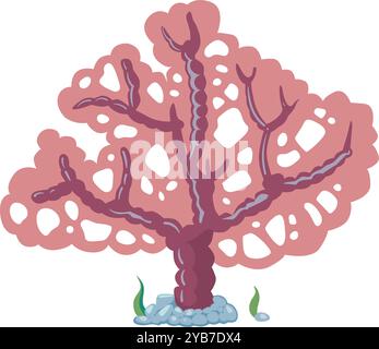 Icona cartoni animati del ramo corallino. Fauna di acque profonde Illustrazione Vettoriale