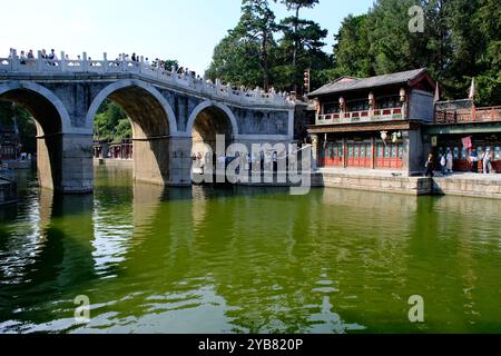 Pechino, Cina - 16 settembre 2024: Turisti nel Palazzo d'Estate, Suzhou Street Foto Stock