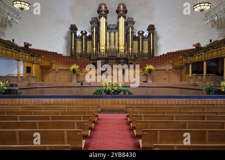 Salt Lake City, Utah, USA - 16 giugno 2024: All'interno del Salt Lake Tabernacle nello Utah, USA Foto Stock