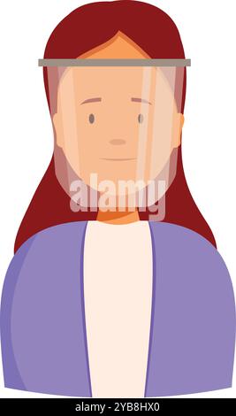 La giovane donna indossa uno scudo protettivo per il viso e sorride Illustrazione Vettoriale