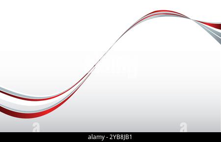 Sfondo astratto dinamico e moderno con linee rosse e grigie fluenti su uno sfondo bianco. Illustrazione Vettoriale
