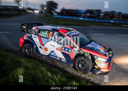 Klatovy, Repubblica Ceca. 17 ottobre 2024. Il pilota di rally belga Thierry Neuville e Martijn Wydaeghe con la Hyundai i20 N Rally1 gareggiano durante l'evento Central European Rally World Championship a Klatovy, Repubblica Ceca, il 17 ottobre 2024. Crediti: Petr Skrivanek/CTK Photo/Alamy Live News Foto Stock