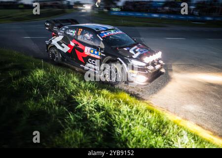 Klatovy, Repubblica Ceca. 17 ottobre 2024. Sebastien Ogier, francese Vincent Landais con la Toyota GR Yaris Rally1 gareggiano durante l'evento Central European Rally World Rally Championship a Klatovy, Repubblica Ceca, il 17 ottobre 2024. Crediti: Petr Skrivanek/CTK Photo/Alamy Live News Foto Stock