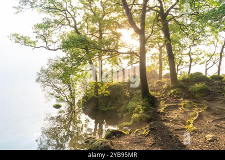 Nebbia mattutina a Windermere, Regno Unito Foto Stock