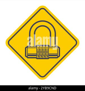 Lucchetto con codice in ferro per porta. Blocco password chiuso. Illustrazione Vettoriale