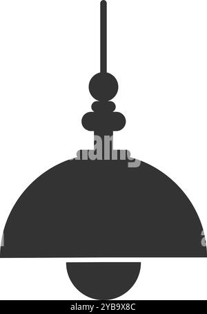 Lampada elettrica a sospensione con silhouette nera. Decorazione degli interni Illustrazione Vettoriale