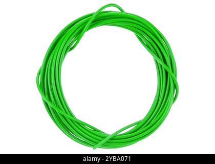 Bobina del cavo elettrico verde isolata su sfondo bianco Foto Stock