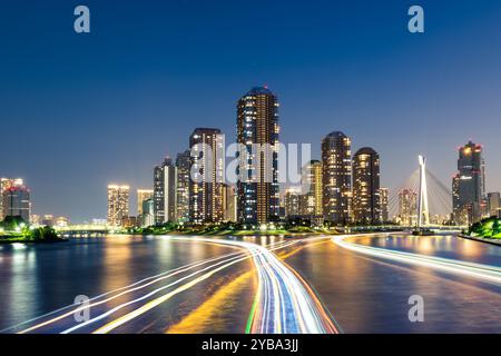 Scenario di Tsukudajima, l'isola di Tsukuda, situata a Tokyo, in Giappone Foto Stock