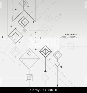 Elementi tecnologici geometrici digitali. Sfondo isometrico vettoriale astratto. Esempio di punti e linee di connessione. Illustrazione Vettoriale