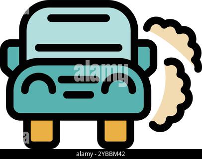 Semplice icona a forma di linea colorata che rappresenta un'auto che emette gas di scarico, perfetta per spiegare l'inquinamento atmosferico Illustrazione Vettoriale