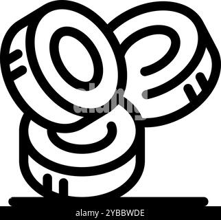 Semplice icona di linea di un set di pneumatici, perfetta per progetti relativi a automobili, ricambi per auto e manutenzione Illustrazione Vettoriale