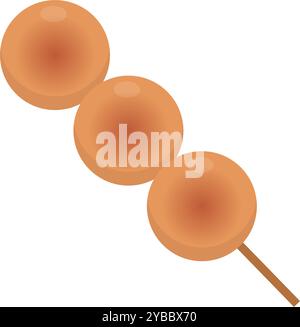 Dango Mitarashi. Dolci giapponesi. Vettore modificabile. Illustrazione Vettoriale