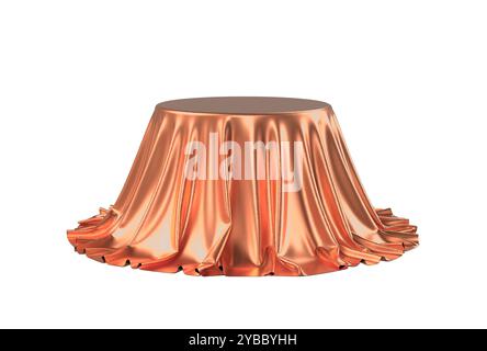 Scatola rotonda rivestita in tessuto satinato. Illustrazione 3D. Foto Stock