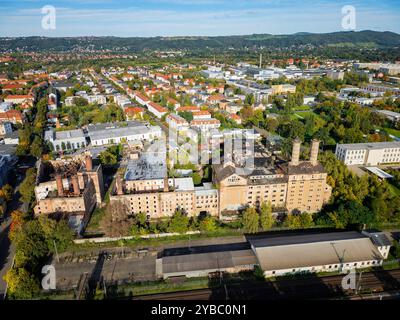 Dresda Luftbild Brandruine der ehemaligen Malzfabrik Niedersedlitz. Dresda Sachsen Deutschland *** Dresda Vista aerea rovine di fuoco dell'ex fabbrica di malto Niedersedlitz Dresda Sassonia Germania Dresden24 01340 Foto Stock