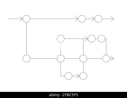 Oggetto linea 2D in bianco e nero con schema decisionale roadmap Illustrazione Vettoriale