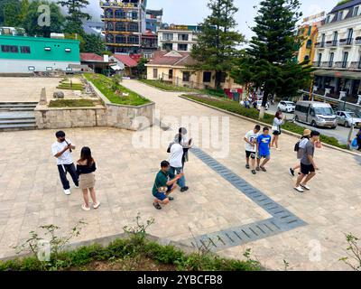 Sapa Central Square - città di sa Pa, provincia di Lao Cai, Vietnam 25 agosto 2024 Foto Stock