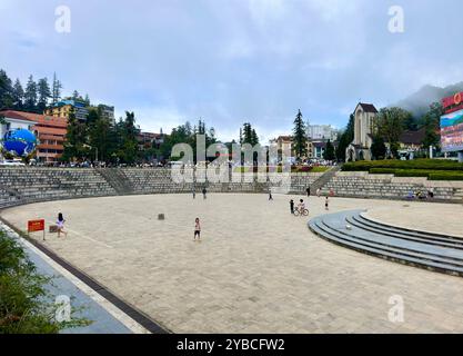 Sapa Central Square - città di sa Pa, provincia di Lao Cai, Vietnam 25 agosto 2024 Foto Stock