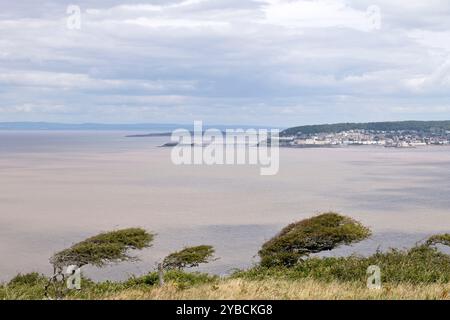 Weston-Super-Mare da Brean Down, North Somerset, Inghilterra Foto Stock