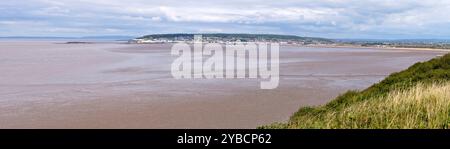 Panorama Weston-Super-Mare da Brean Down, Somerset settentrionale, Inghilterra Foto Stock