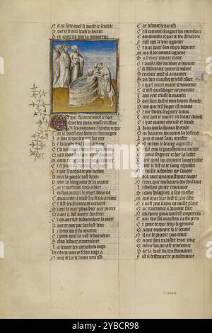 L'imperatore Nerone ordinò che le vene di Seneca tagliassero; Roman de la Rose, intorno al 1405. Il consigliere di Nerone Seneca fu costretto a togliersi la vita nel 65 per presunta complicità nella cospirazione pisoniana per assassinare Nerone, di cui probabilmente era innocente. Foto Stock