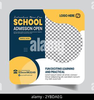 Stilo scolastico per bambini Social Media Post Design Banner Illustrazione Vettoriale